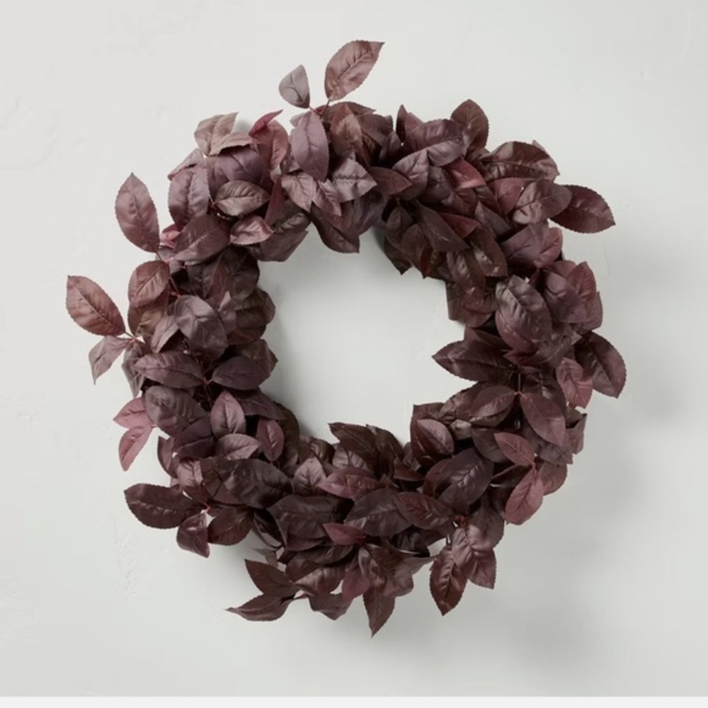 NWT 26" Black Plum Leaf Fall Wreath - Hearth & Hand with Magnolia